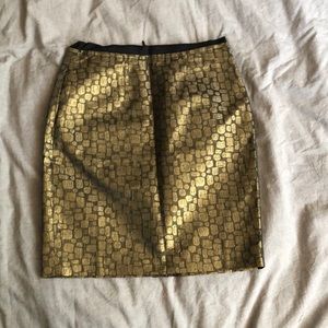 Gold black pencil skirt